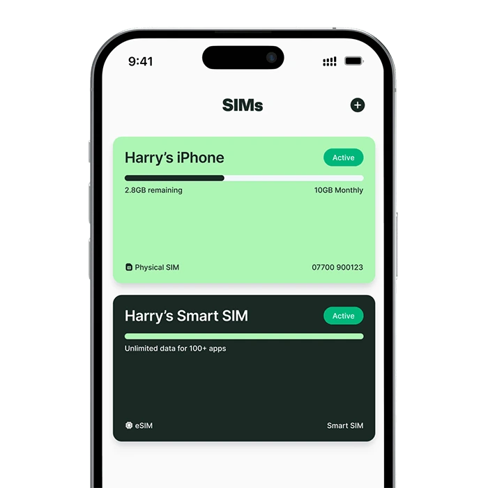 SIMs in app