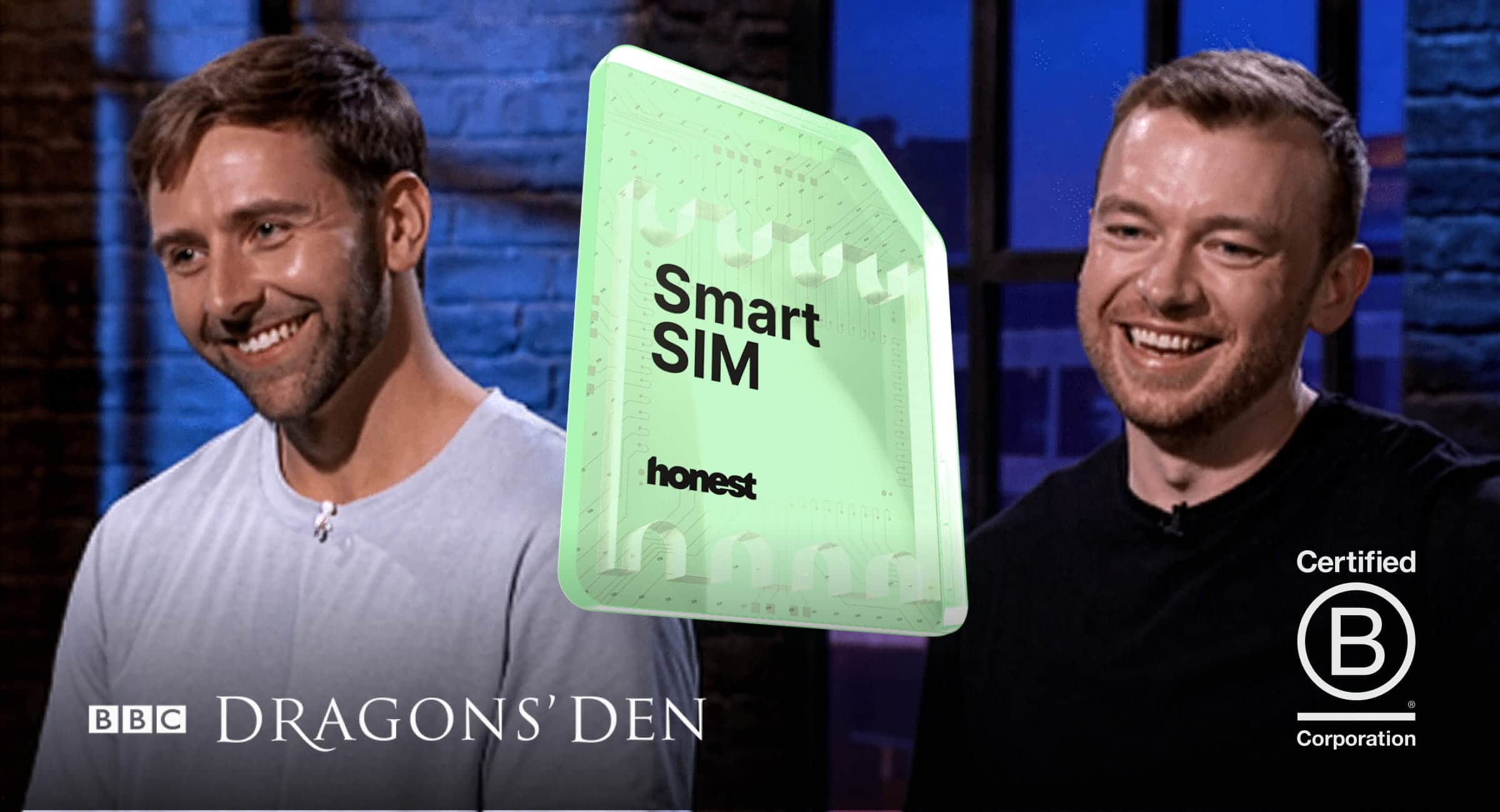 Josh and Andy on BBC Dragons' Den with the honest Smart SIM — Certified B Corporation