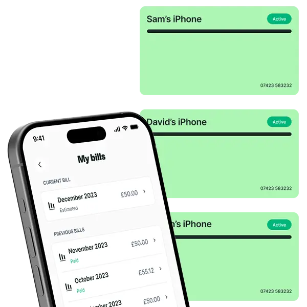 The Honest app showing one bill for every family SIM