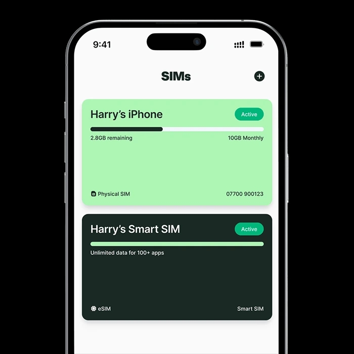 SIMs in app