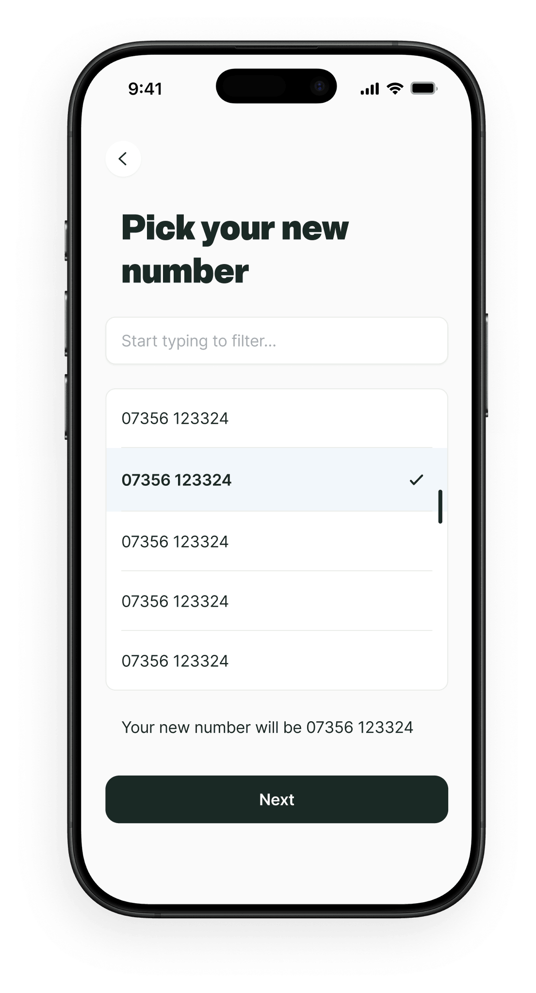 Pick your new number