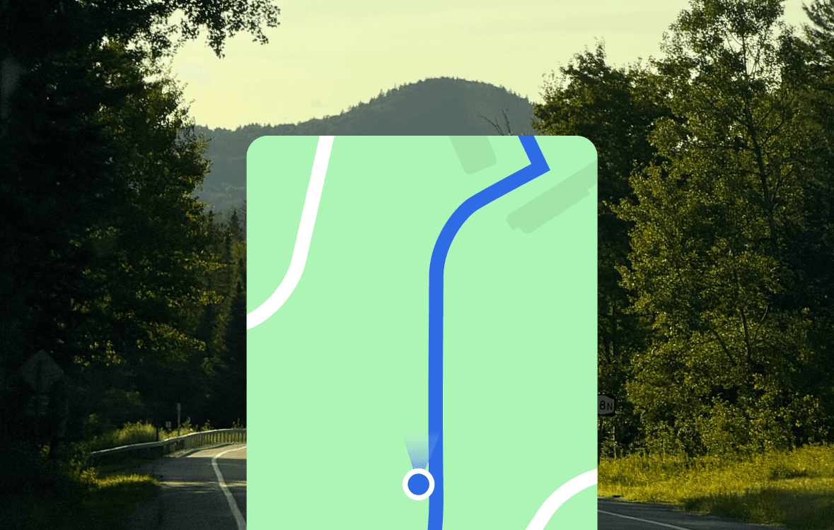 Maps navigation over a rural road