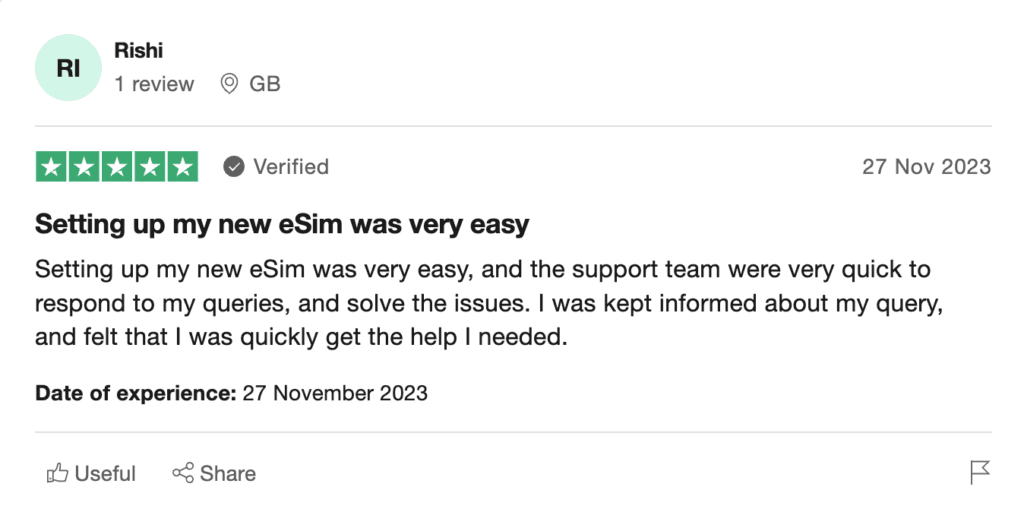 Rishi's review of the Honest eSIM setup process.